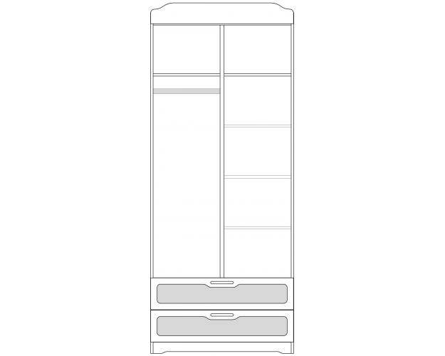 Шкаф 2-х створчатый с ящиками серии Спорт 99 Серый