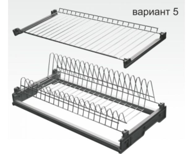 Посудосушитель 2-х ярусный 900мм, с 2-мя поддонами, с рамой, хром