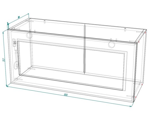 Бруклин ШВГС 800 Шкаф верхний горизонтальный со стеклом (Бетон черный/корпус Белый)