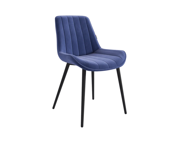 Стул Лари синий (велюр) / черный
