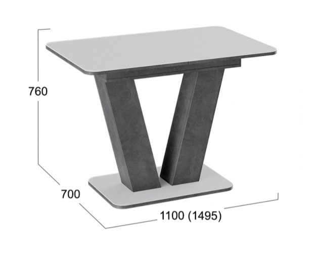 Стол раздвижной «Чинзано» Тип 1 (Моод темный/стекло белое матовое)